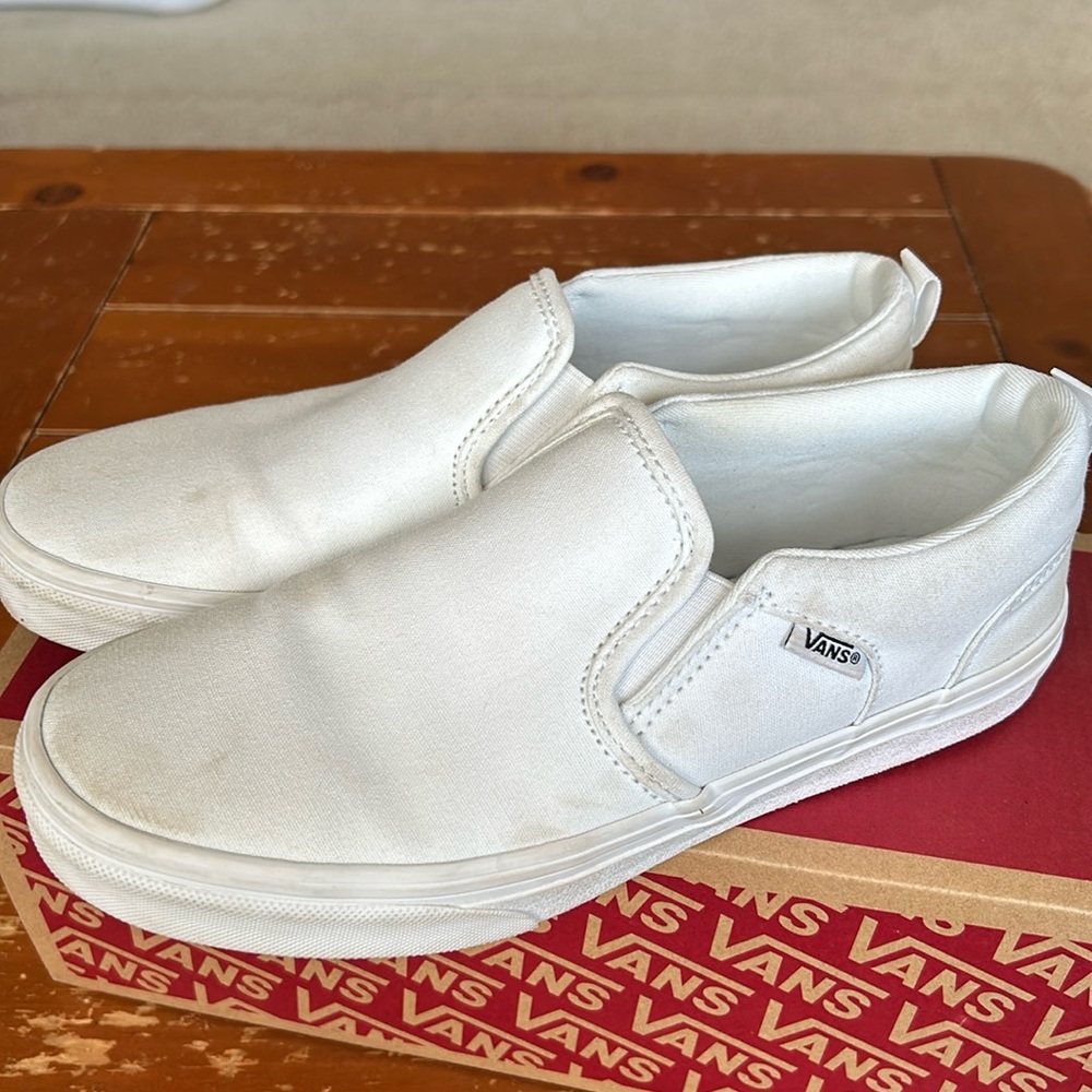 Vans Asher White Slip-on Sneaker Size 6 Youth